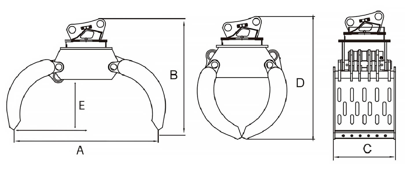 Demolition Grapple Dimensions